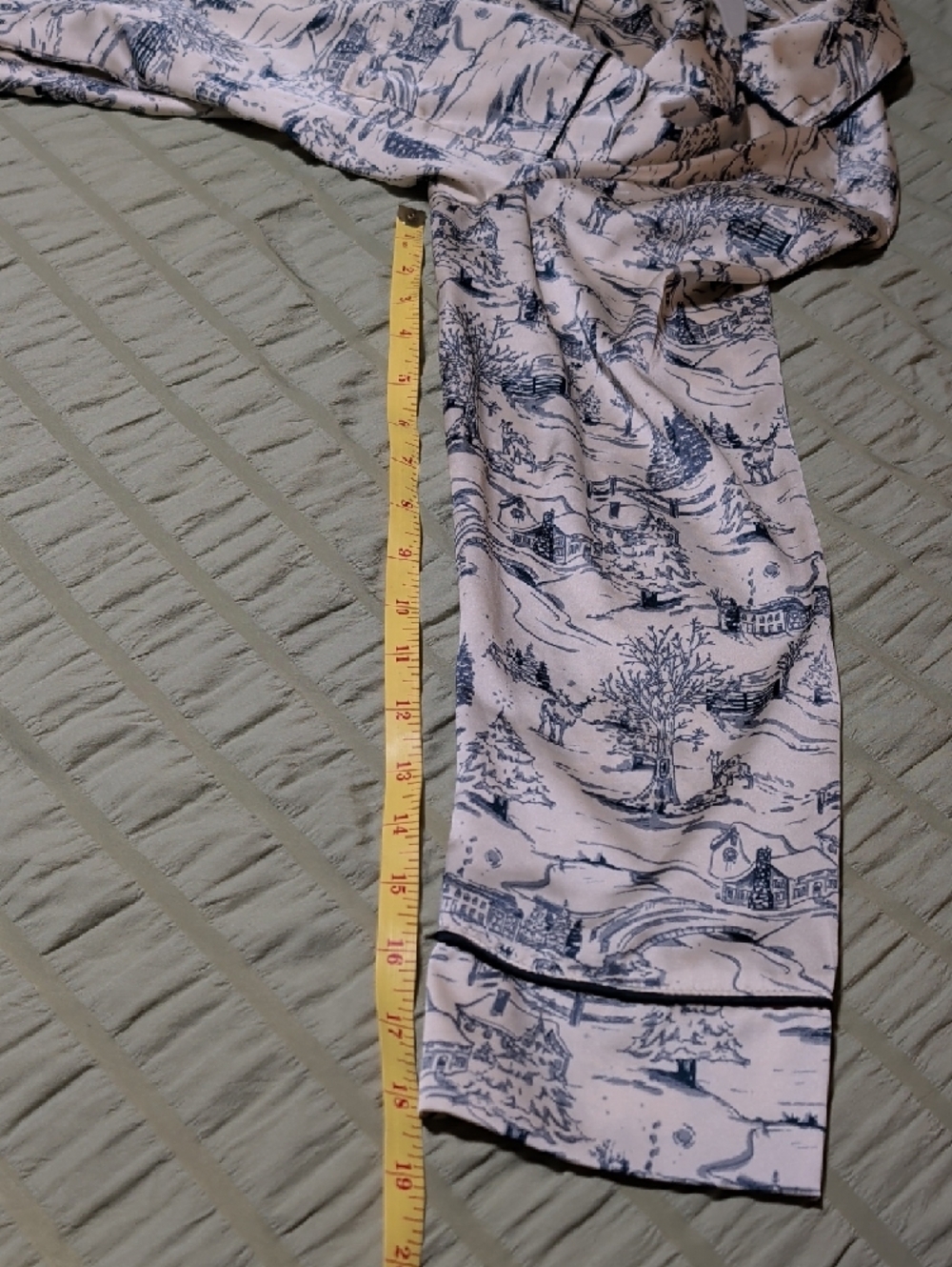 Abercrombie & Fitch Blue and Cream Toile Sleep Shirt Pajama Set - Picture 11 of 16